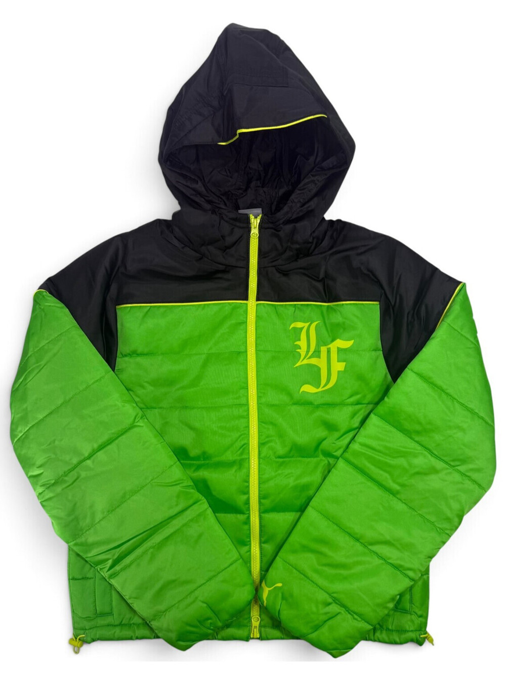 PUMA x LAFRANCÉ Hooded Puffer Jacket LaFrance 630378 01 Green Coat Mens MEDIUM M